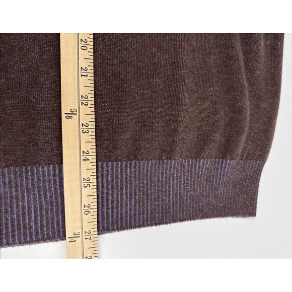 Peter Millar 4 Ply Cashmere Sweater Men's XL Brown Blue Trim Soft Knit - Picture 5 of 10